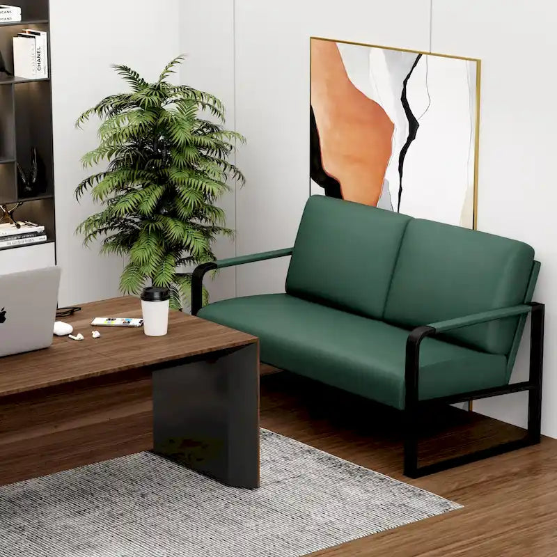 Loveseat Couch Bench Settee for Living Room, Upholstered Small Sofa Couch PU Leather Banquette Lounge Bench for Dining Room