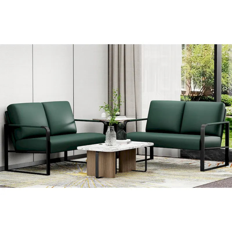 Loveseat Couch Bench Settee for Living Room, Upholstered Small Sofa Couch PU Leather Banquette Lounge Bench for Dining Room