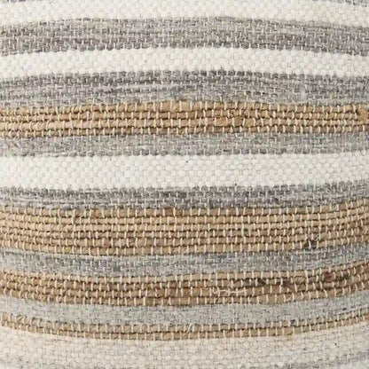 Aahana Multi-Colored Striped Hemp and Cotton Square Pouf