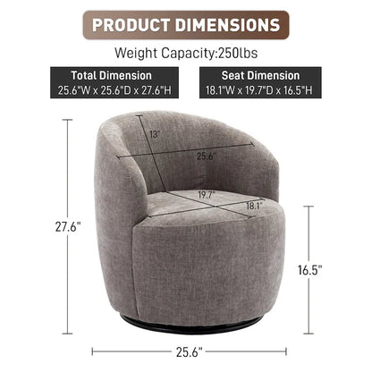 Ouyessir Accent Upholstered Round Velvet 360 Degree Swivel Sofa Chairs
