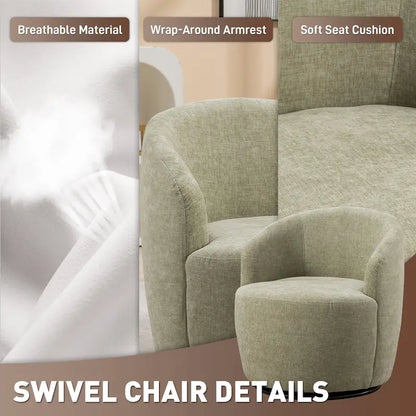 Ouyessir Accent Upholstered Round Velvet 360 Degree Swivel Sofa Chairs