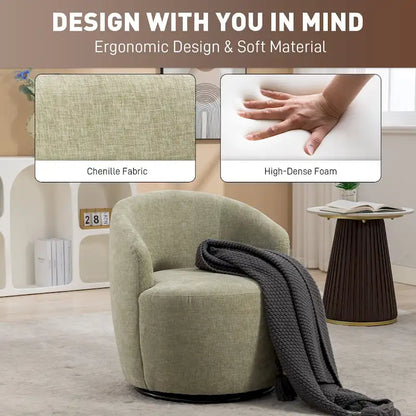 Ouyessir Accent Upholstered Round Velvet 360 Degree Swivel Sofa Chairs