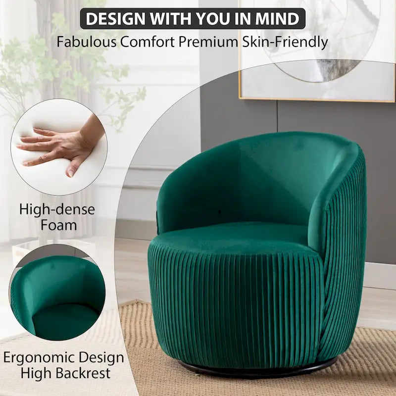 Ouyessir Accent Upholstered Round Velvet 360 Degree Swivel Sofa Chairs