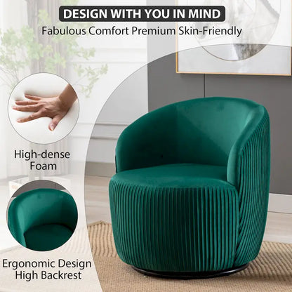 Ouyessir Accent Upholstered Round Velvet 360 Degree Swivel Sofa Chairs