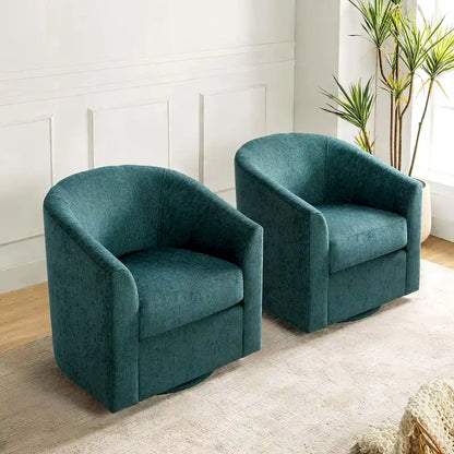 Cuenca Modern Upholstered Barrel Chair with Swivel Base Set of 2