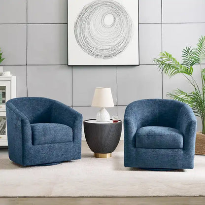 Cuenca Modern Upholstered Barrel Chair with Swivel Base Set of 2