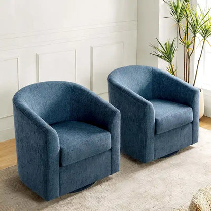 Cuenca Modern Upholstered Barrel Chair with Swivel Base Set of 2