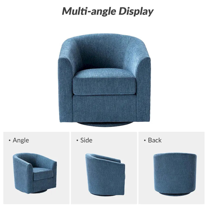 Cuenca Modern Upholstered Barrel Chair with Swivel Base Set of 2