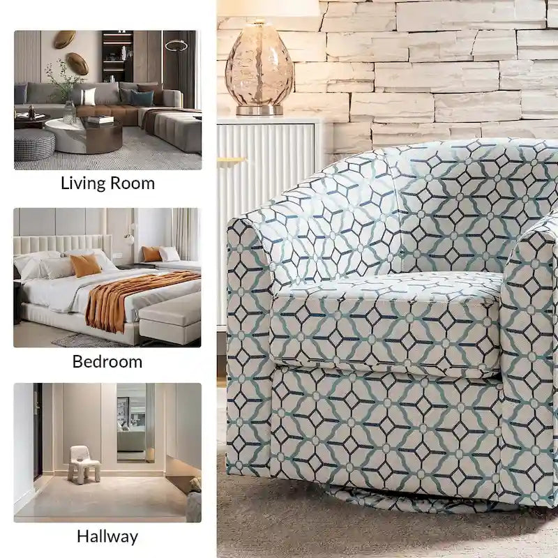 Cuenca Modern Upholstered Barrel Chair with Swivel Base Set of 2