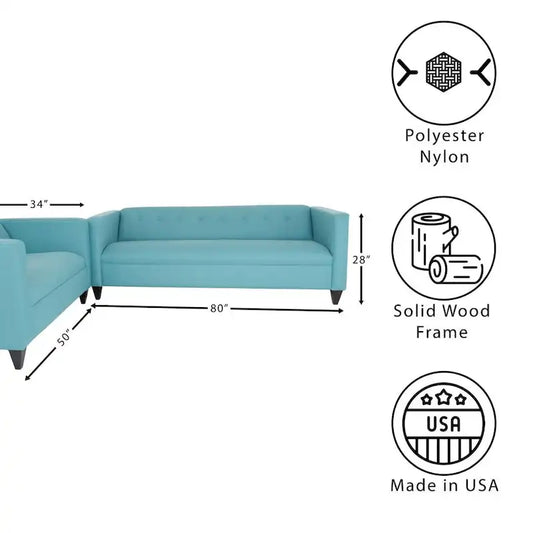 Coast to Coast Sofas Contemporary Loveseat and Sofa Set Polyester Nylon Solid Wood Frame Upholstered