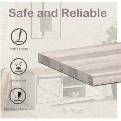 White Shoe Bench Entryway with Storage, Modern Shoe Bench with Sliding X Barn Door - 47.24'x 15.35'x 17.72'