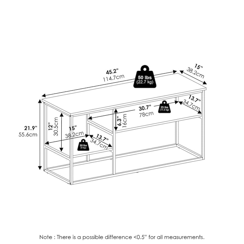 Furinno Moretti Modern Lifestyle TV Stand for TV up to 50 Inch, Columbia Walnut
