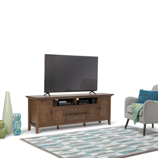 WYNDENHALL Mansfield SOLID WOOD 72 inch Wide Transitional TV Media Stand For TVs up to 80 inches - 72 W x 16.5 D x 26 H