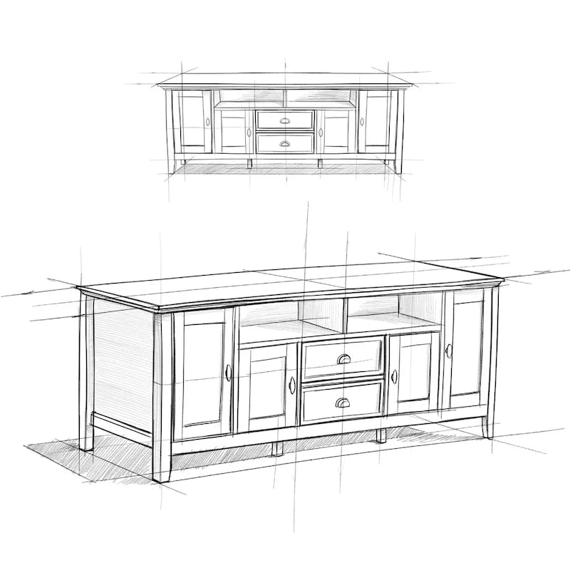 WYNDENHALL Mansfield SOLID WOOD 72 inch Wide Transitional TV Media Stand For TVs up to 80 inches - 72 W x 16.5 D x 26 H