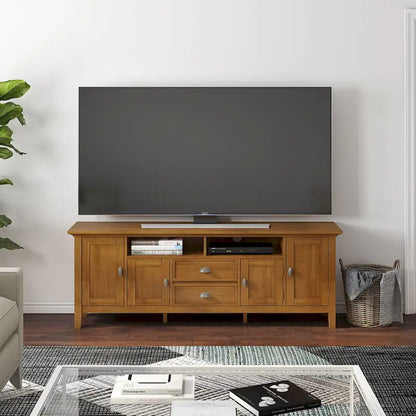 WYNDENHALL Mansfield SOLID WOOD 72 inch Wide Transitional TV Media Stand For TVs up to 80 inches - 72 W x 16.5 D x 26 H