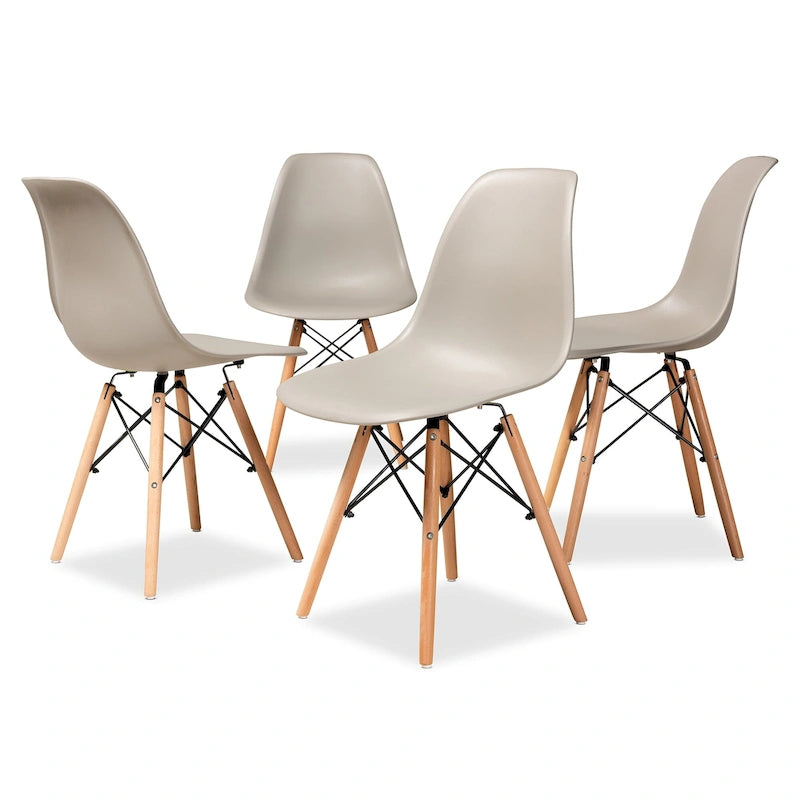 Jaspen Modern and Contemporary Plastic and Wood Dining Chair Set (4pc)