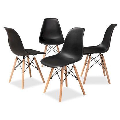 Jaspen Modern and Contemporary Plastic and Wood Dining Chair Set (4pc)