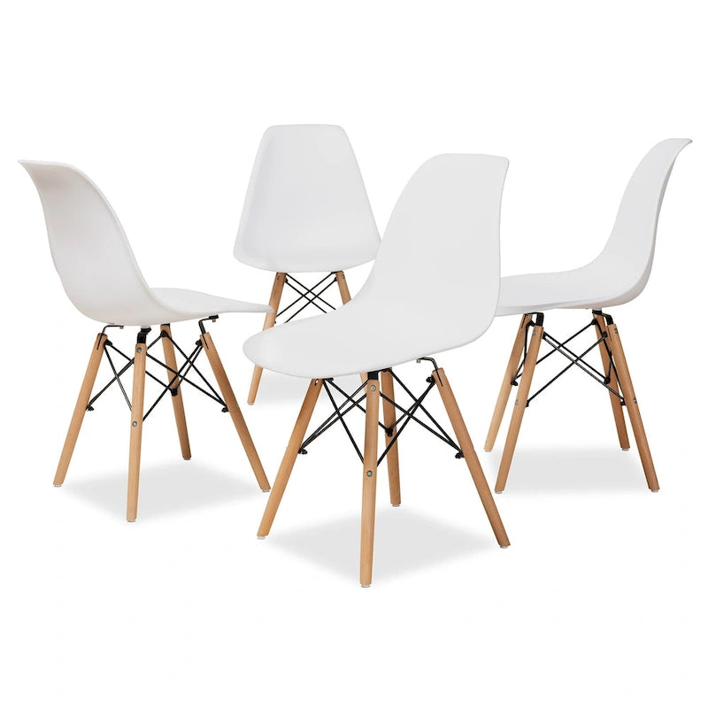 Jaspen Modern and Contemporary Plastic and Wood Dining Chair Set (4pc)