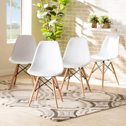 Jaspen Modern and Contemporary Plastic and Wood Dining Chair Set (4pc)
