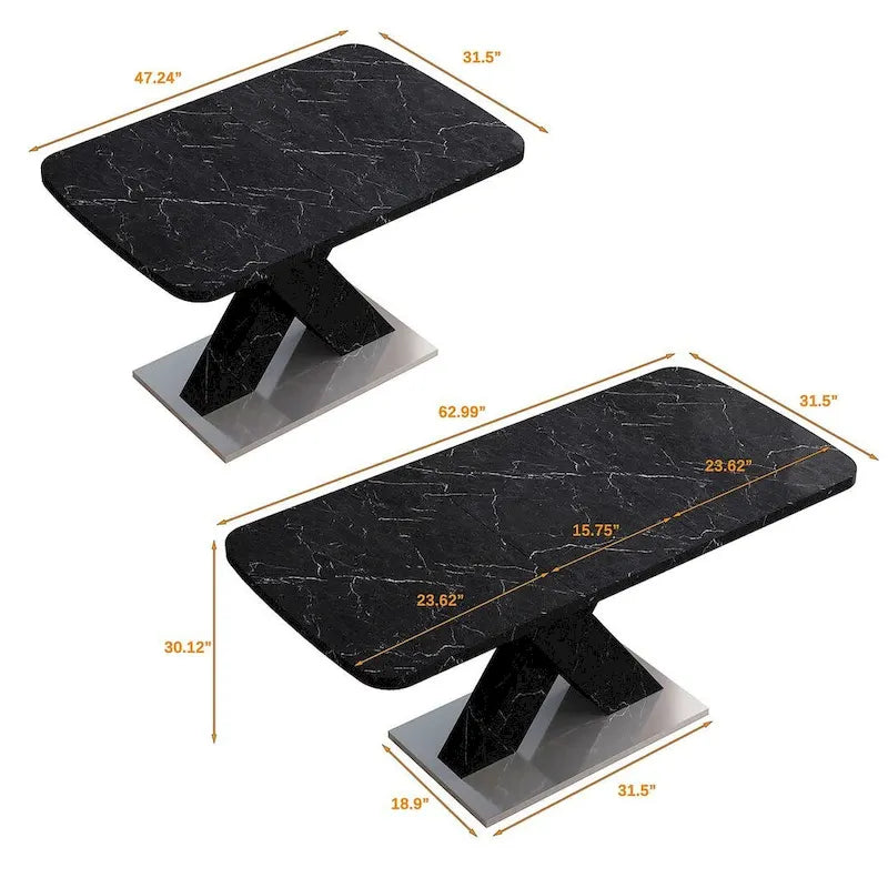 Modern 47.24-62.99 L Marble Square Dining Table
