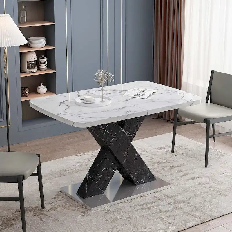 Modern 47.24-62.99 L Marble Square Dining Table