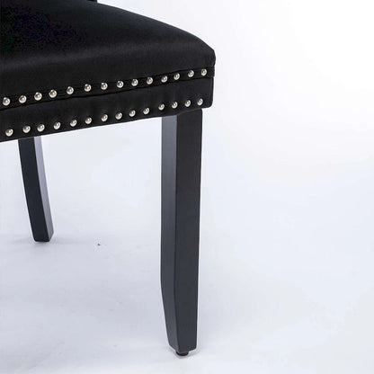 Tufted Solid Wood Contemporary Velvet Upholstered Dining Chairs with Nailhead Trim & Wood Legs, 2-Pcs Set