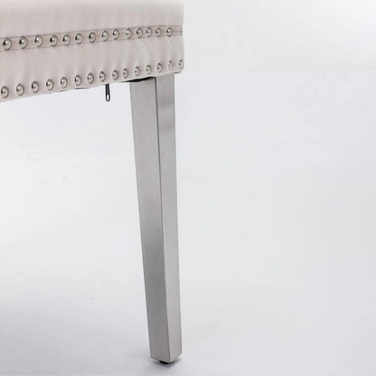 Tufted Solid Wood Contemporary Velvet Upholstered Dining Chairs with Nailhead Trim & Wood Legs, 2-Pcs Set