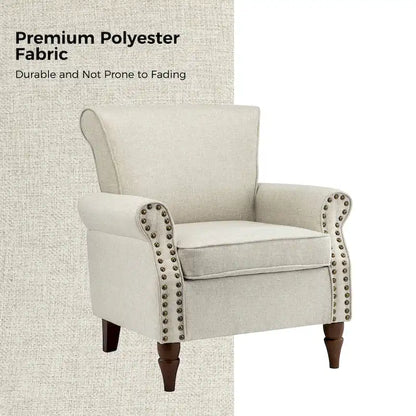 Nyctelius Upholstered Comfy Accent chair with Turned Wooden Legs and Nailhead Trim Set of 2 by HULALA HOME