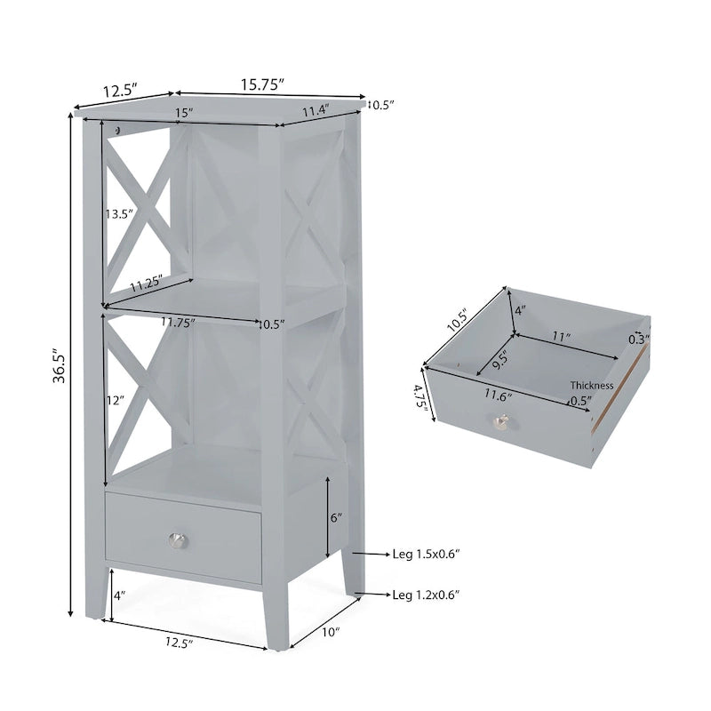 Loverin Manufactured Wood Bathroom Floor Storage Rack with Drawer by Christopher Knight Home