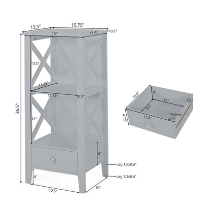 Loverin Manufactured Wood Bathroom Floor Storage Rack with Drawer by Christopher Knight Home