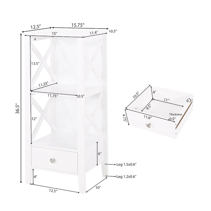 Loverin Manufactured Wood Bathroom Floor Storage Rack with Drawer by Christopher Knight Home