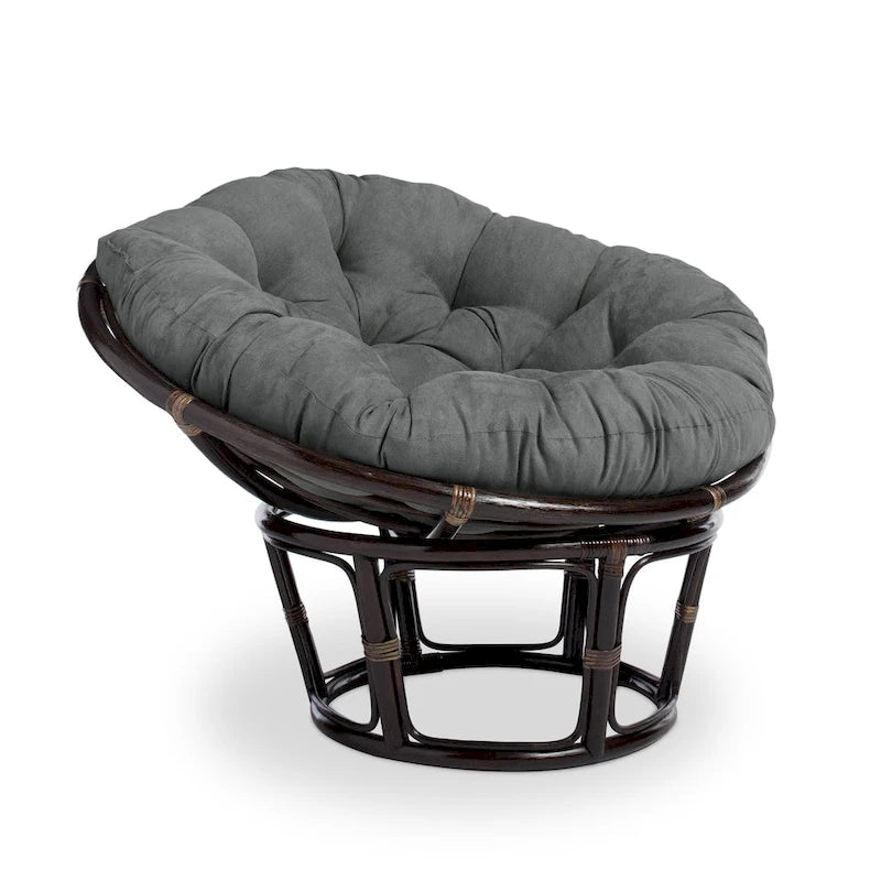 Bali 42-inch Rattan Papasan Chair with Microsuede Cushion