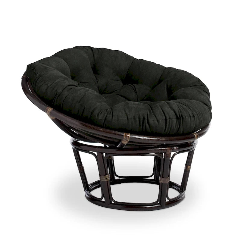 Bali 42-inch Rattan Papasan Chair with Microsuede Cushion