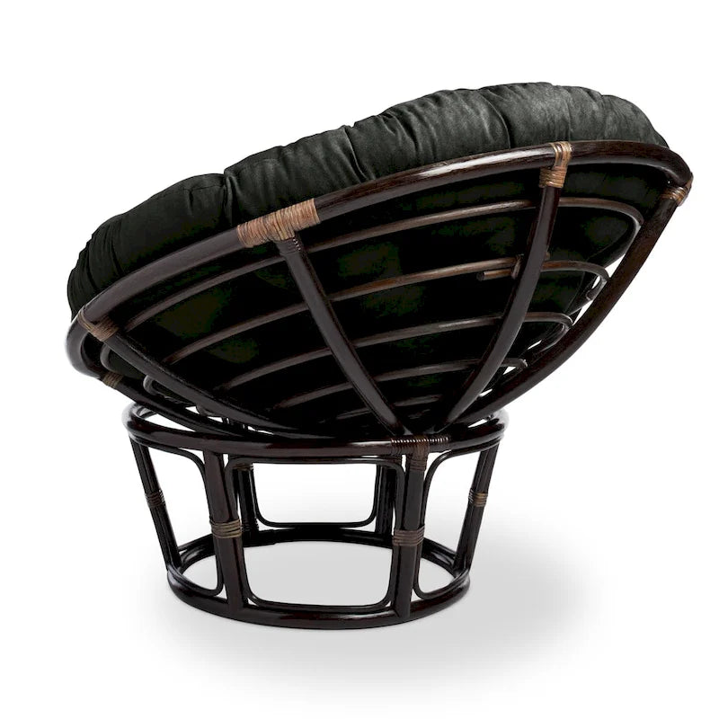 Bali 42-inch Rattan Papasan Chair with Microsuede Cushion