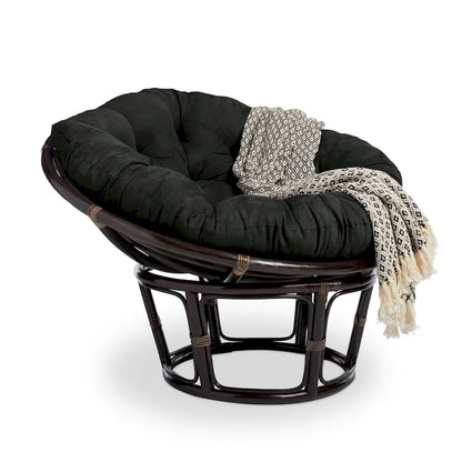 Bali 42-inch Rattan Papasan Chair with Microsuede Cushion