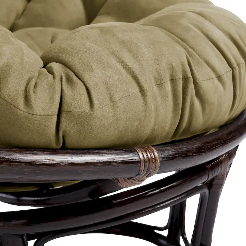 Bali 42-inch Rattan Papasan Chair with Microsuede Cushion