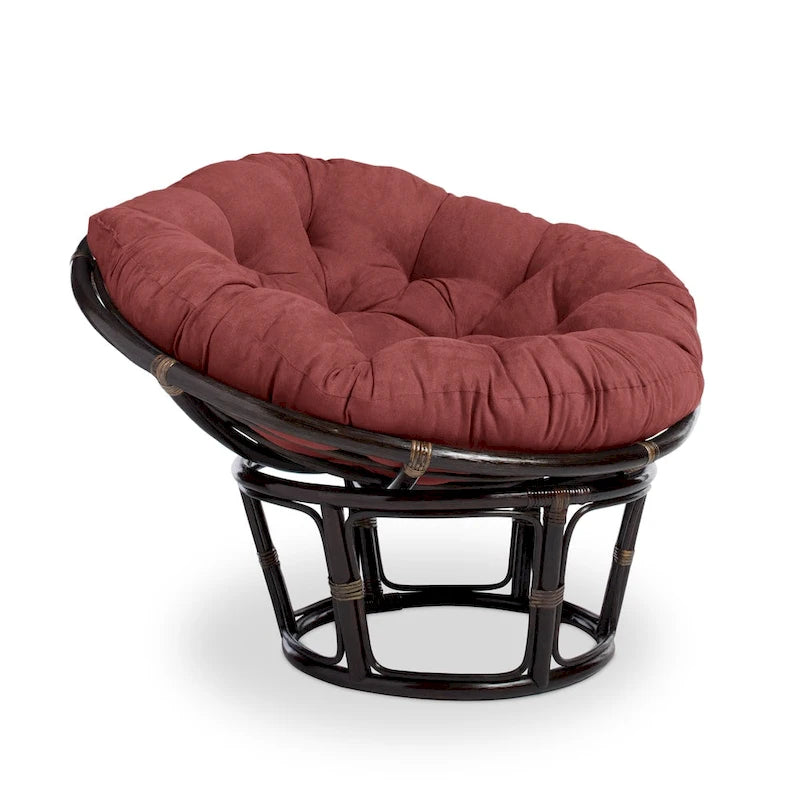 Bali 42-inch Rattan Papasan Chair with Microsuede Cushion