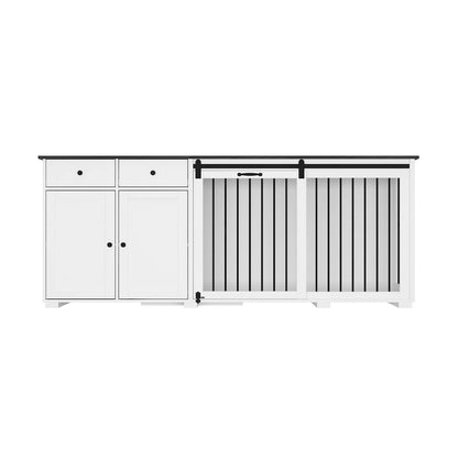 Storage Sideboard with Pet House Modern Home Essential in Black/White