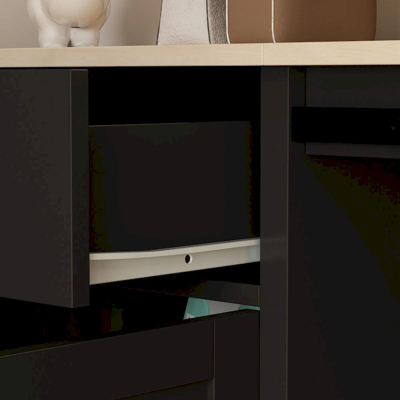 Storage Sideboard with Pet House Modern Home Essential in Black/White