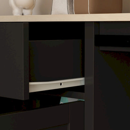 Storage Sideboard with Pet House Modern Home Essential in Black/White