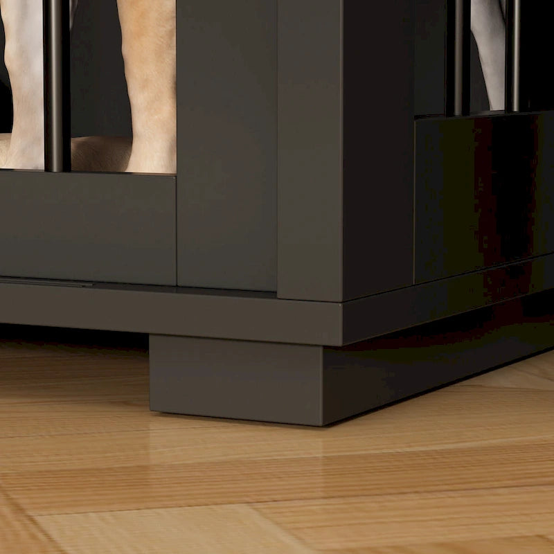 Storage Sideboard with Pet House Modern Home Essential in Black/White