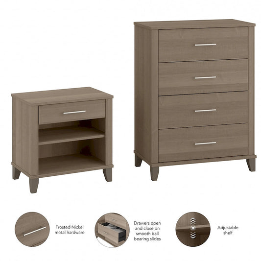 Somerset Chest of Drawers and Nightstand Set by Bush Furniture