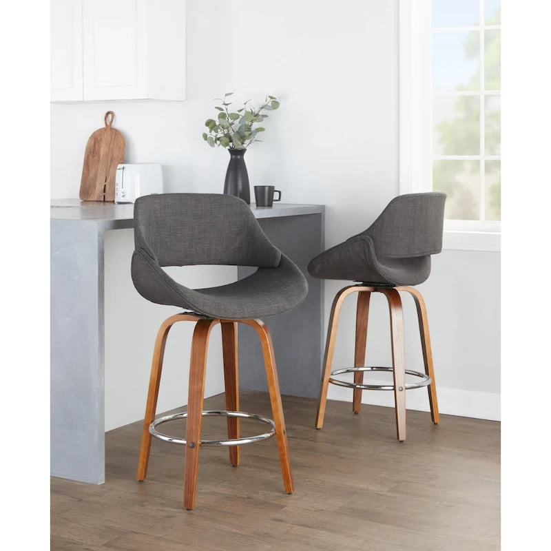 Carson Carrington Svellingen 26 Fixed-Height Counter Stool with Round Chrome Footrest (Set of 2)