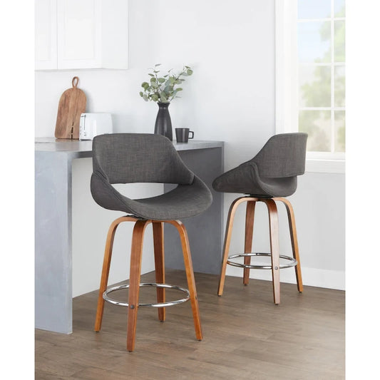 Carson Carrington Svellingen 26 Fixed-Height Counter Stool with Round Chrome Footrest (Set of 2)