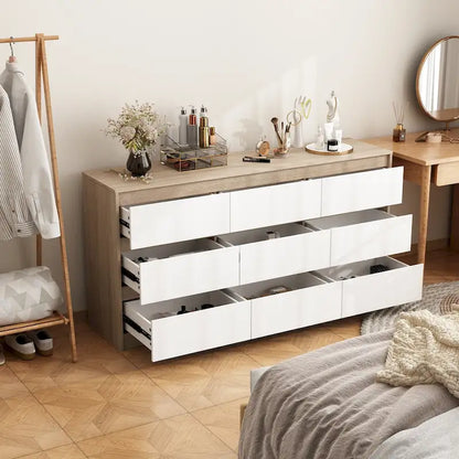 9 Drawer Dresser White Dresser Chest Drawer Storage Organizer Cabinet
