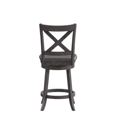 Modern Ladderback Wooden Upholstered Swivel Counter Height Stool