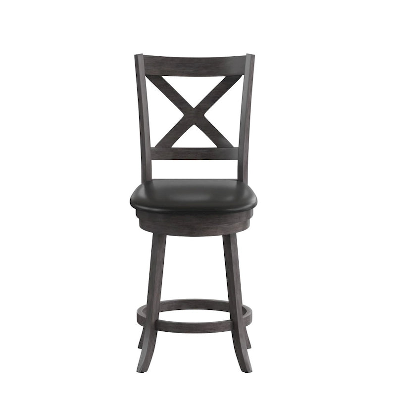Modern Ladderback Wooden Upholstered Swivel Counter Height Stool