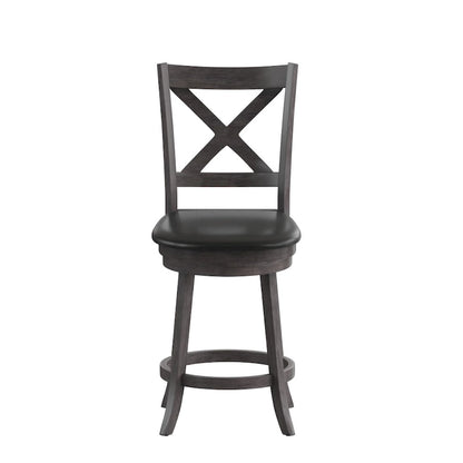 Modern Ladderback Wooden Upholstered Swivel Counter Height Stool