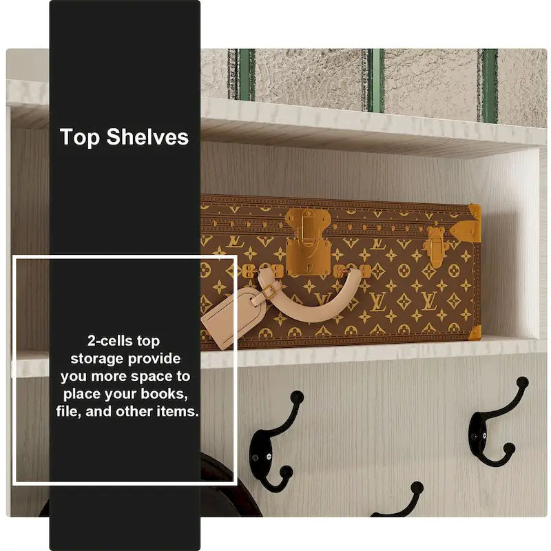 Entryway Hall Trees Bench Shoe Storage Cabinet Coat Rack Hooks White