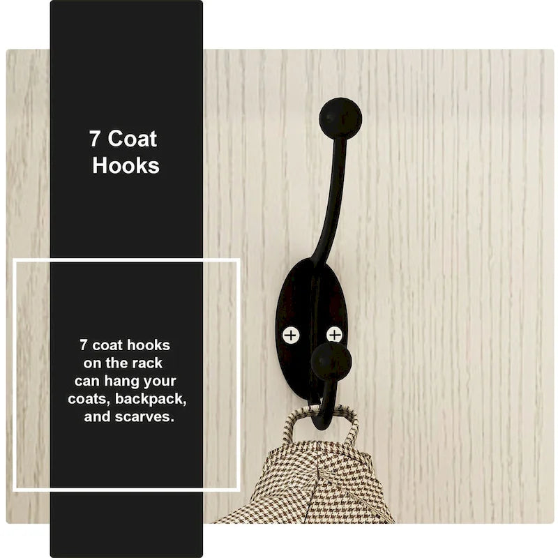 Entryway Hall Trees Bench Shoe Storage Cabinet Coat Rack Hooks White